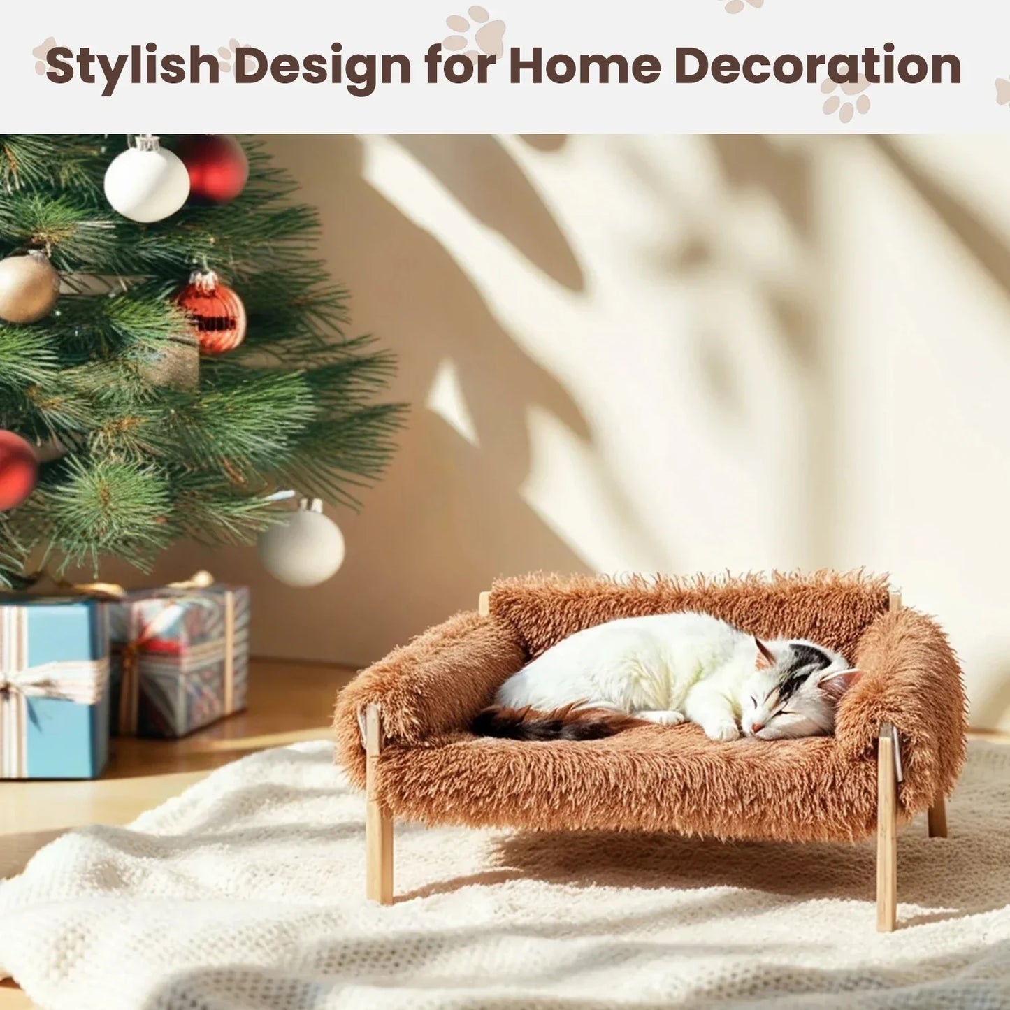 Wooden Leg Soft Cat Couch