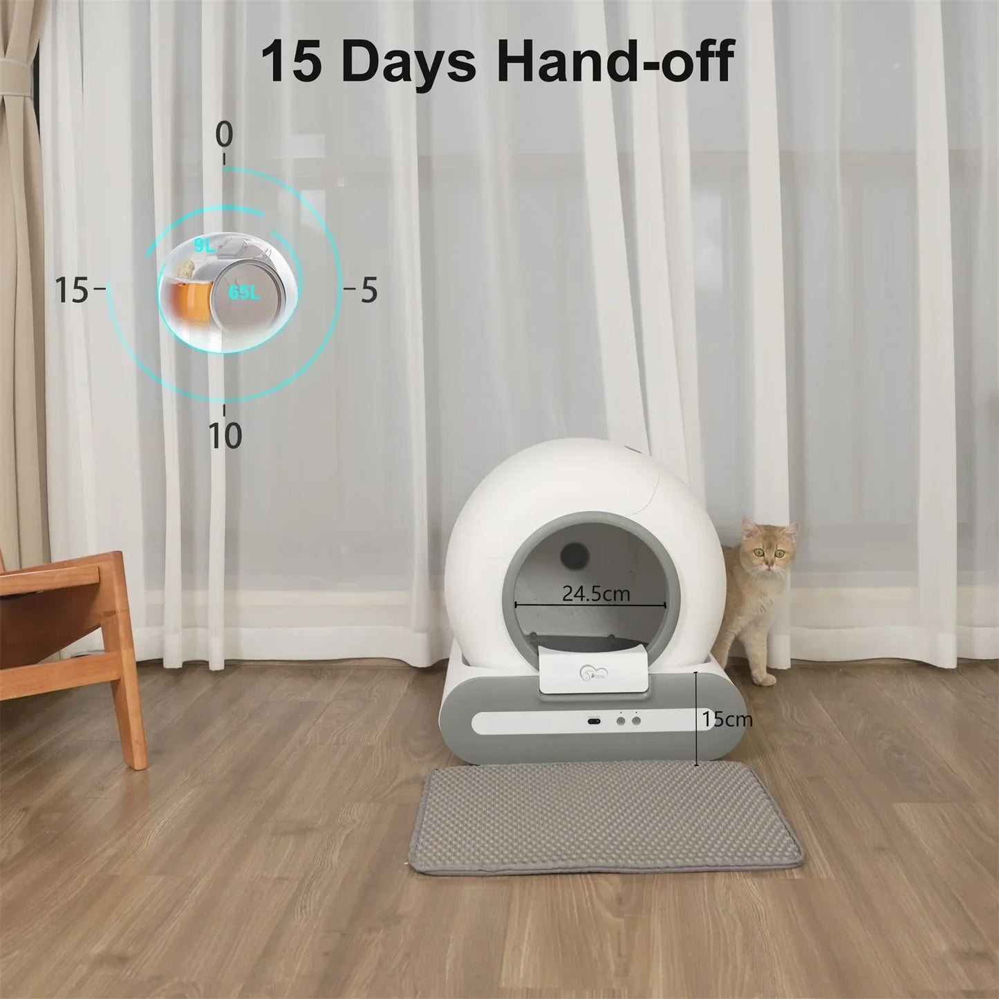 Automatic Cat Litter Box With App Control & Cat Litter Mat