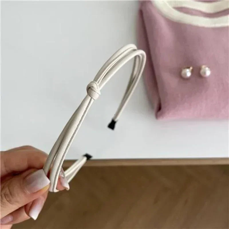 PU Leather Solid Color Headband