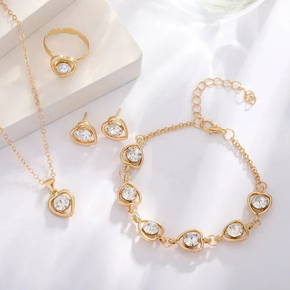 Gold-Color Heart Shaped Jewelry Sets