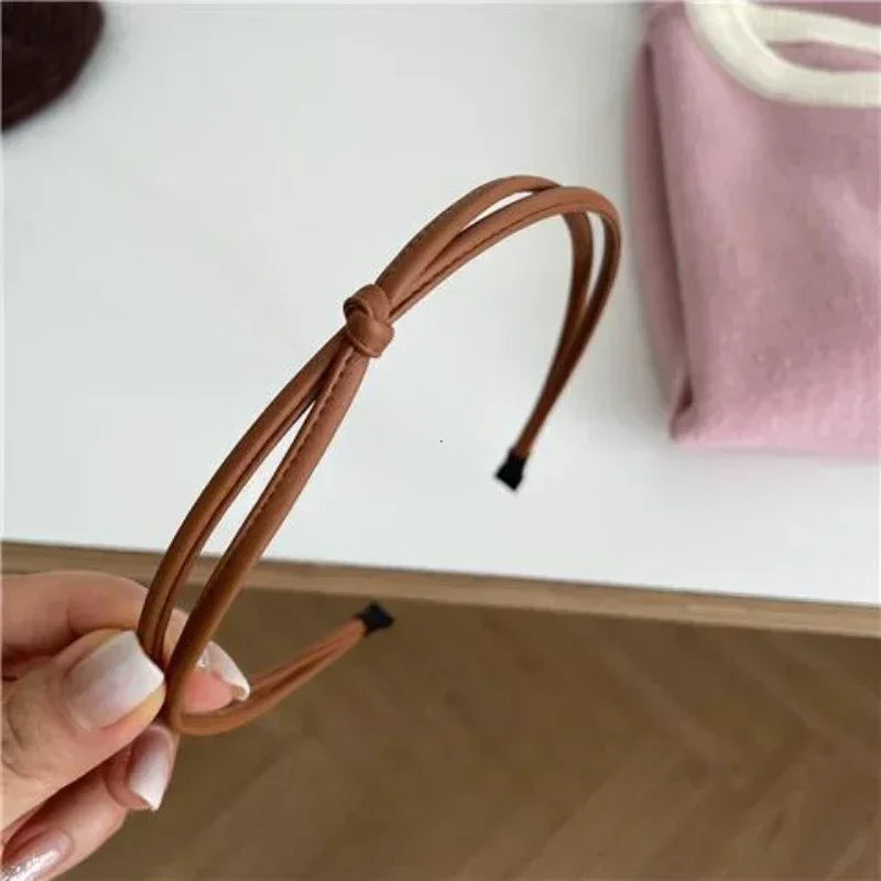 PU Leather Solid Color Headband