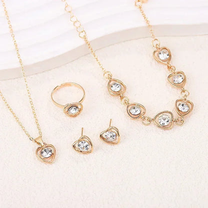 Gold-Color Heart Shaped Jewelry Sets