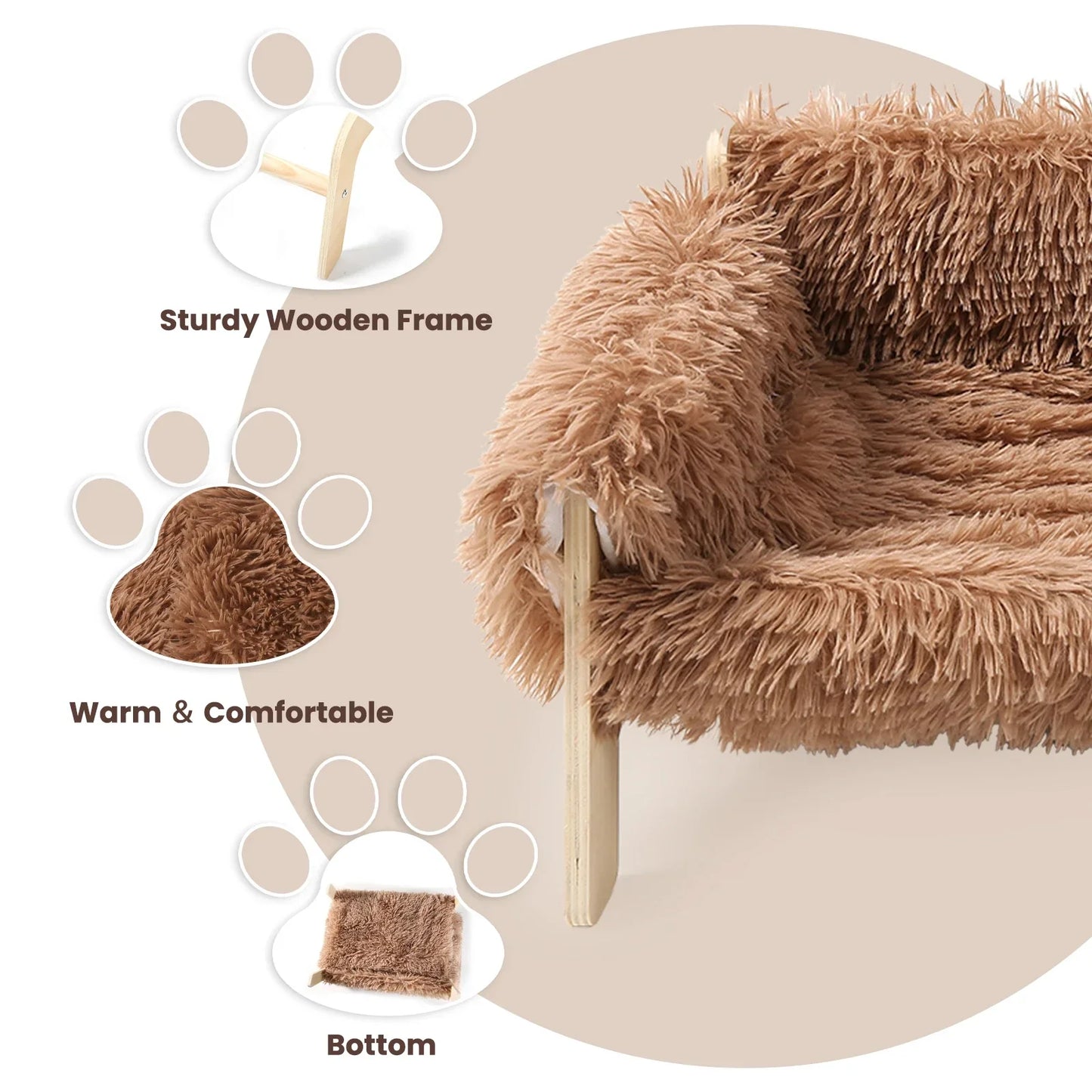 Wooden Leg Soft Cat Couch