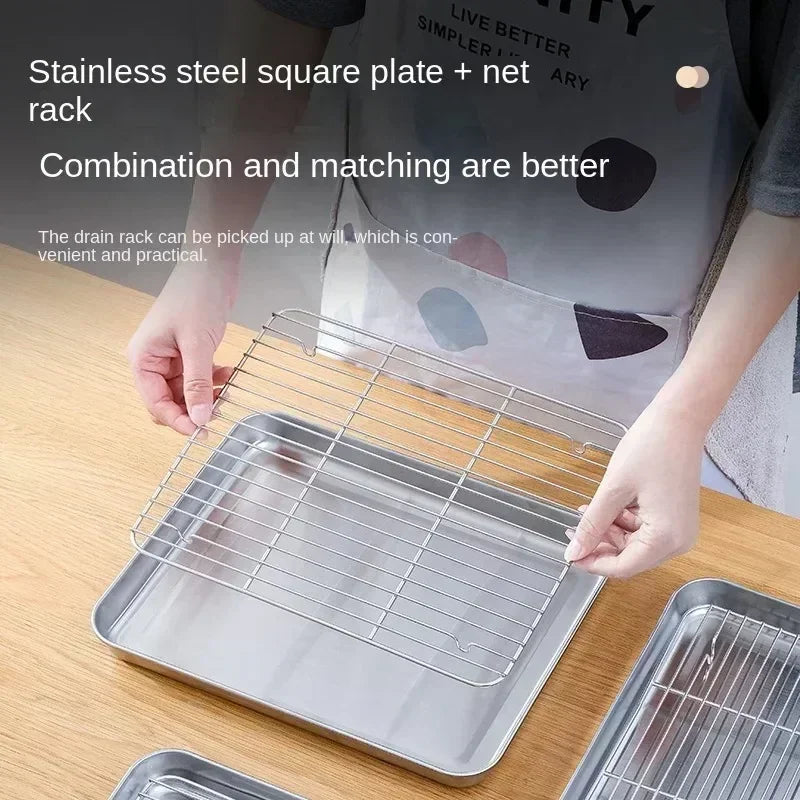 Stainless Steel Baking Pan Tray with Wire Rack