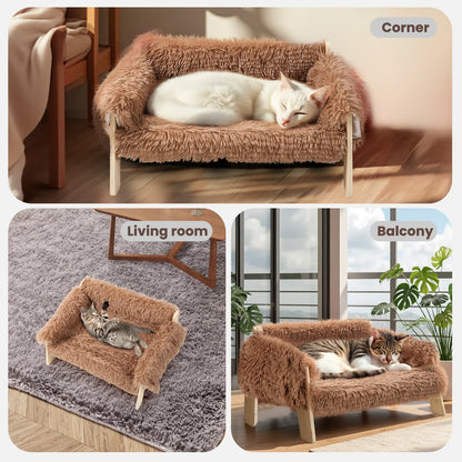 Wooden Leg Soft Cat Couch