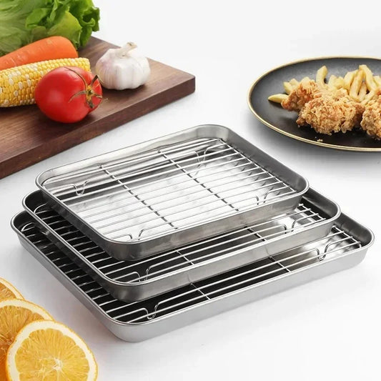Stainless Steel Baking Pan Tray with Wire Rack