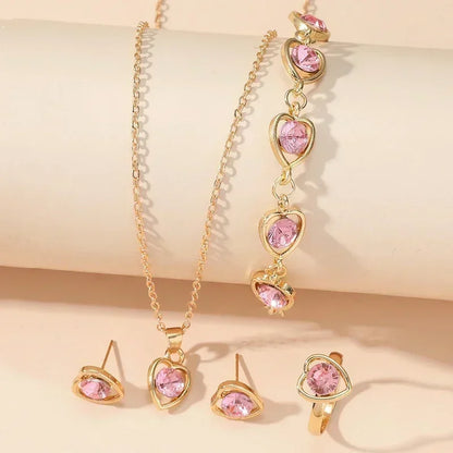 Gold-Color Heart Shaped Jewelry Sets