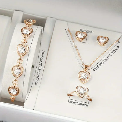 Gold-Color Heart Shaped Jewelry Sets