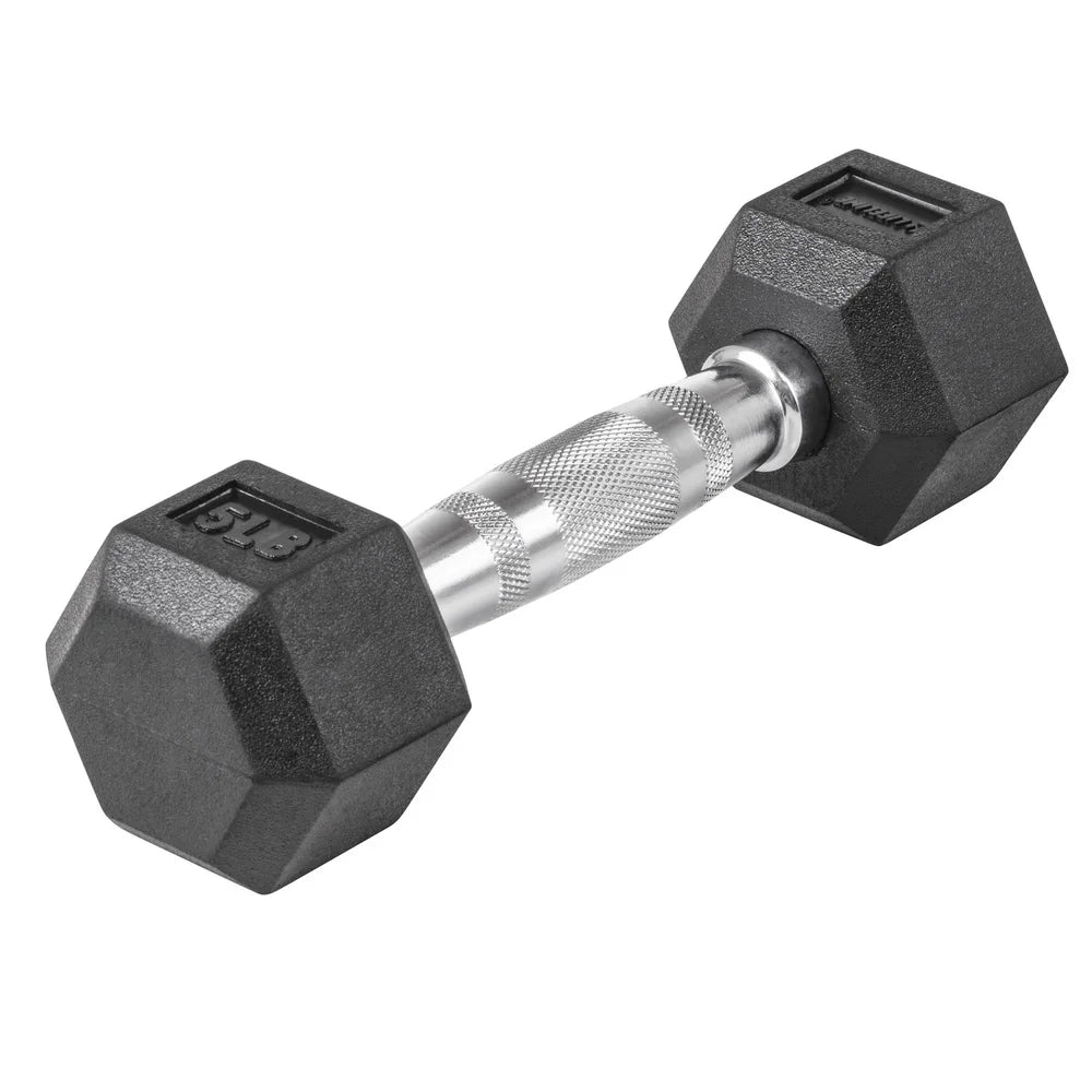5lbs Rubber Coated Ergonomic Handle Hex Dumbbell