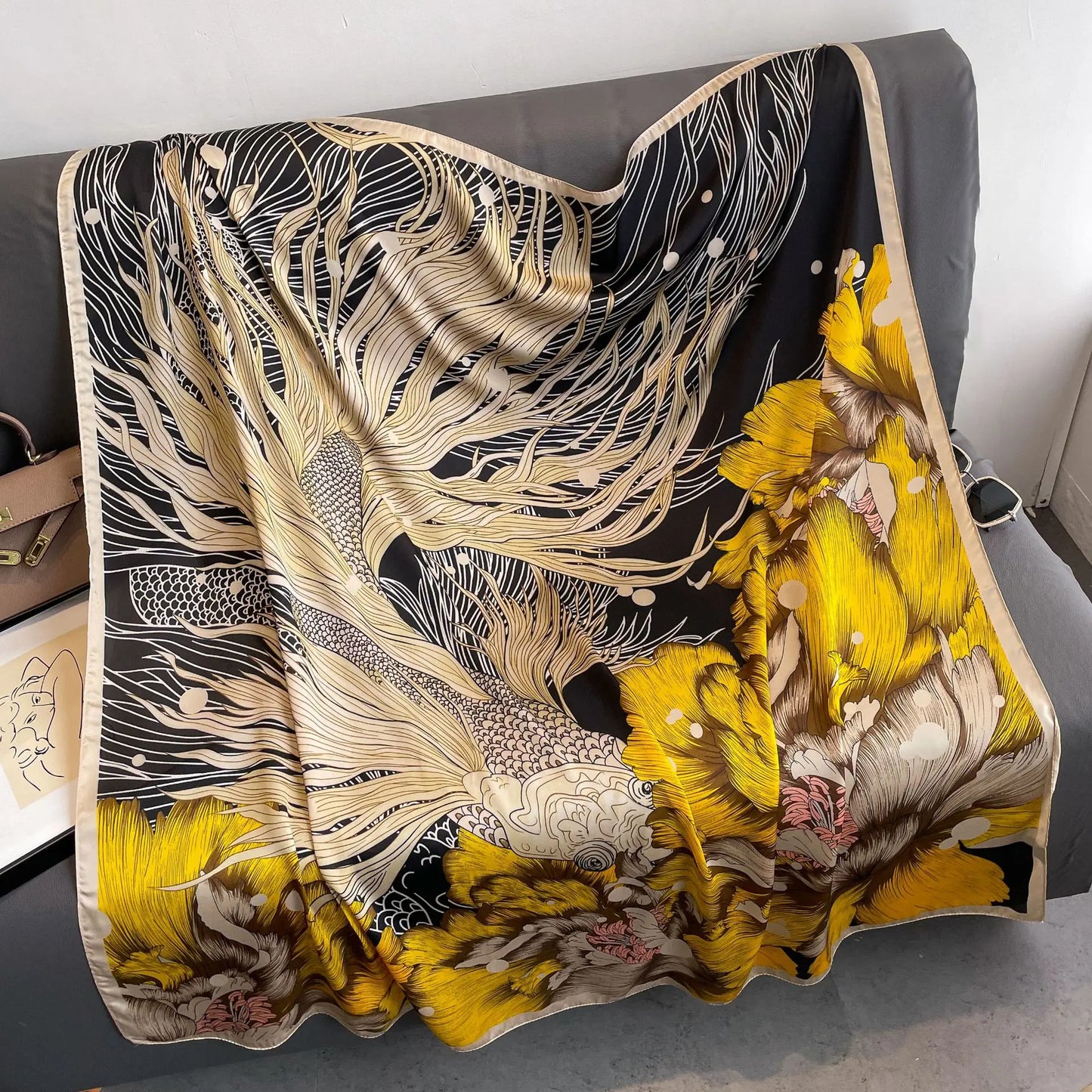 Luxury Horse Print Square Scarf