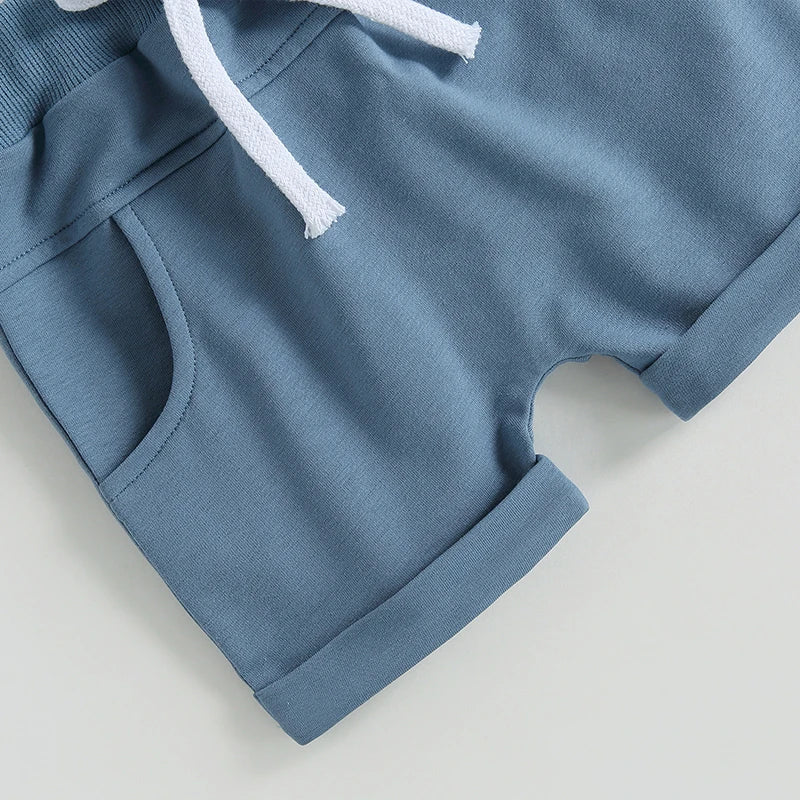 Cotton Short Sleeve Print T-shirts + Elastic Shorts