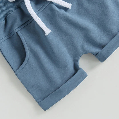 Cotton Short Sleeve Print T-shirts + Elastic Shorts