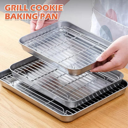 Stainless Steel Baking Pan Tray with Wire Rack