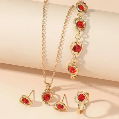 Gold-Color Heart Shaped Jewelry Sets